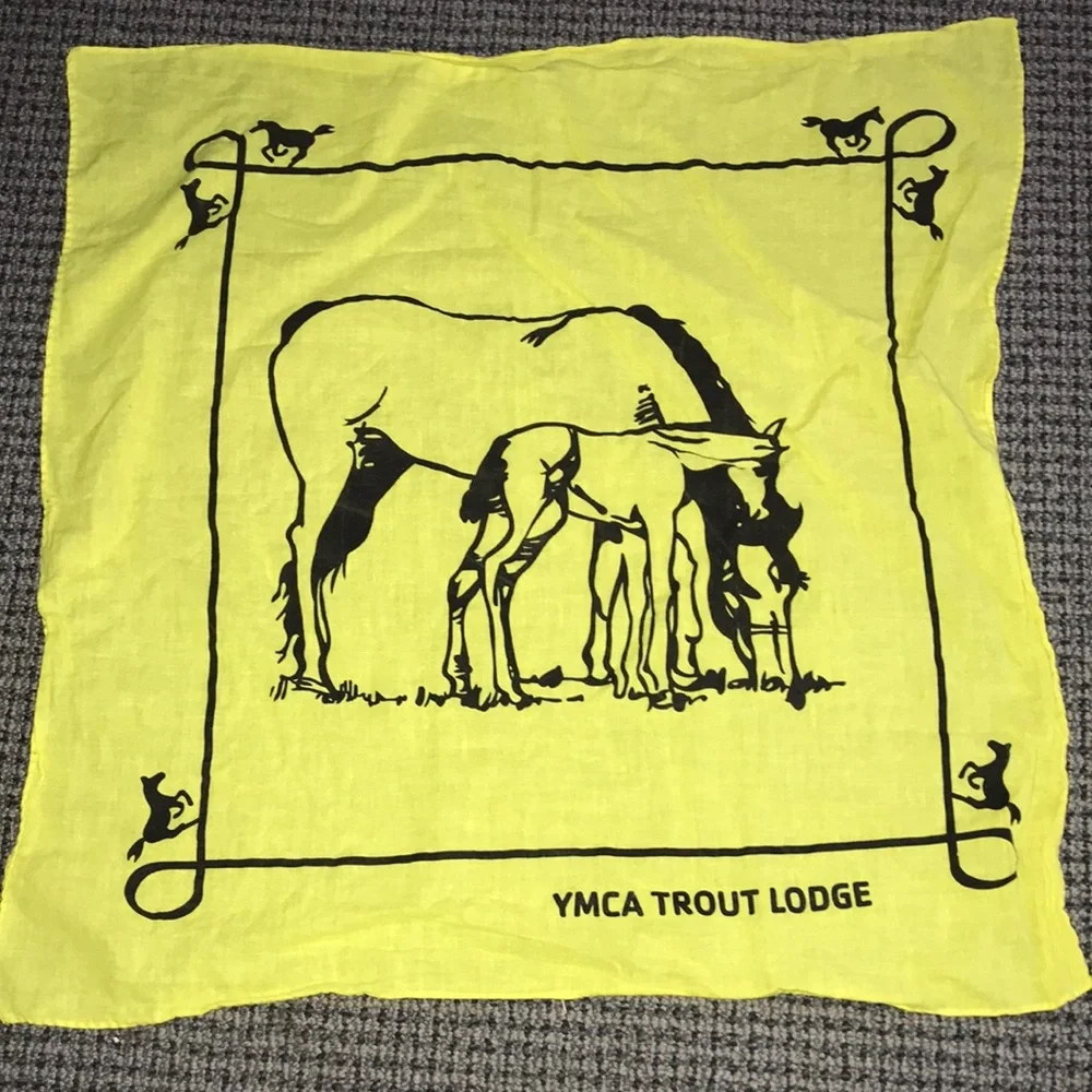 YMCA Trout Lodge Yellow Bandana with Horse Graphic
